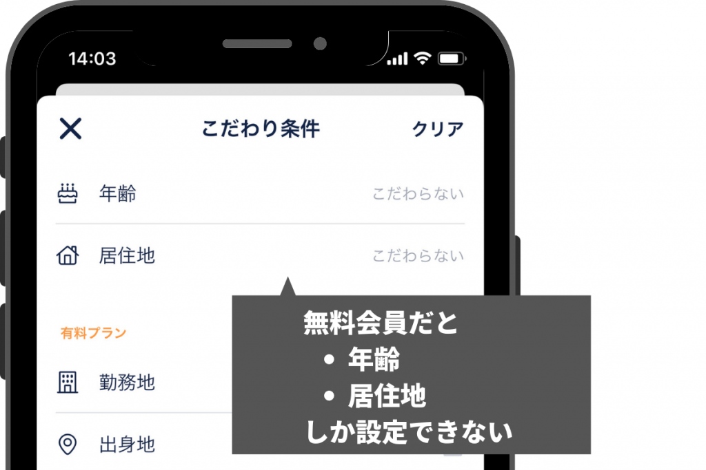 無料会員の設定可能項目